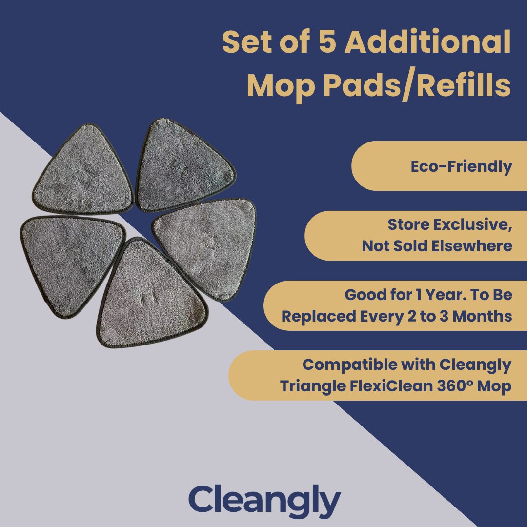 Cleangly Triangle FlexiClean 360° Mop Pad Refills (Set of 5)