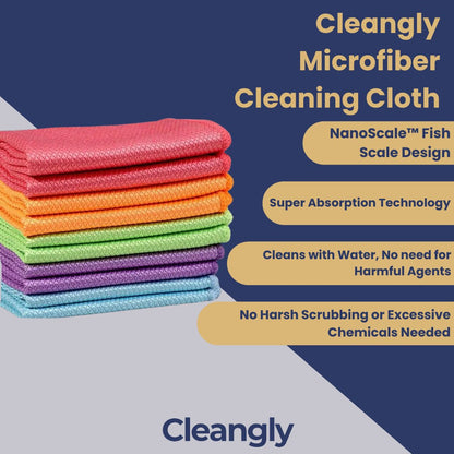 Cleangly Paños de Microfibra (Paquete de 10 - Colores aleatorios)